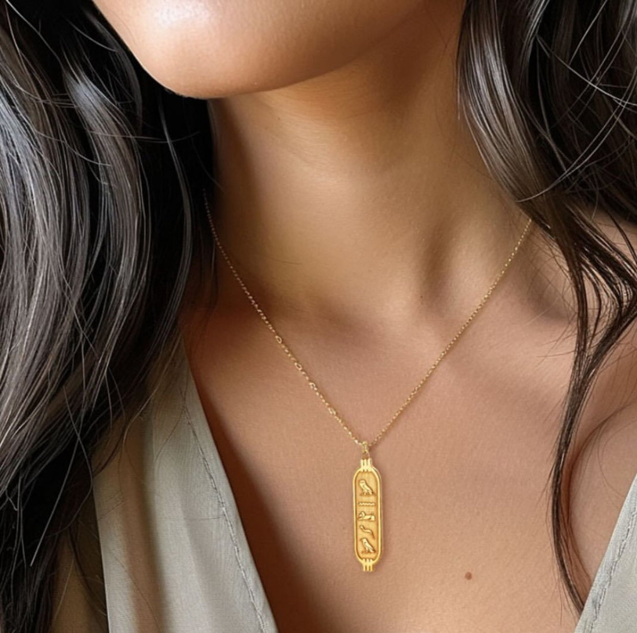Pharaonic cartouche necklace with names – silver 925